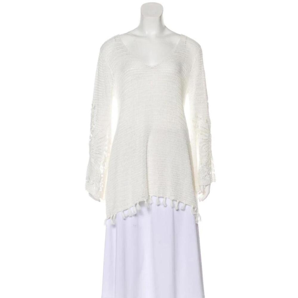 Calypso St. Barth White Crochet Knit Top